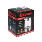 Чайник электрический Sakura SA-2720SBK, стекло, 1.7 л, 2200 Вт, серебристый 4662983 - фото 13636007