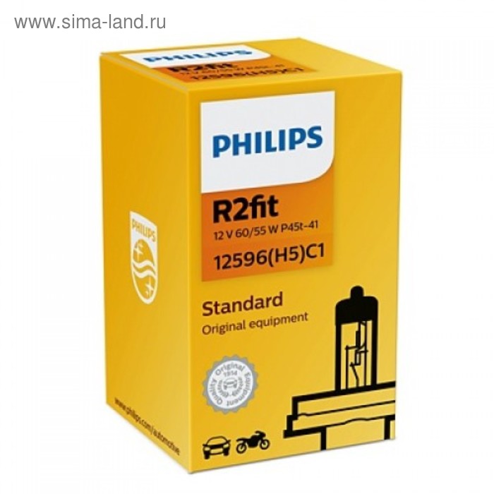 Лампа автомобильная Philips R2FIT, HR2, 12 В, 60/55 Вт, 12596(H5)C1 (RAC1) - Фото 1