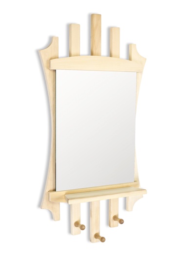 Зеркало для бани и сауны «Лесенка», 75×40 см, с полкой, 3 крючка