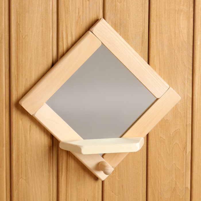 Зеркало "Малый ромб" с полкой и крючком, 20×20 см - Фото 1