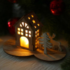 Новогодний декор с подсветкой «Праздничный домик» 7 × 11,5 × 8,7 см - фото 9404629
