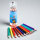 Цветные карандаши в тубусе, 12 цветов, трехгранные, Щенячий патруль - Фото 2