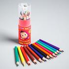 Цветные карандаши в тубусе, 12 цветов, трехгранные, Маша и Медведь - Фото 2
