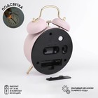 Будильник «Пеннант», дискретный ход, d=9 см, 17×11 см, от батарейки АА, розовый - Фото 2