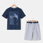 Пижама мужская KAFTAN "Peace",. р-р M (48), синий, серый - Фото 1