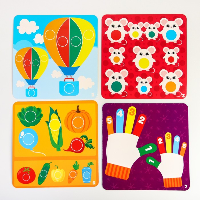 Детский развивающий игровой набор с помпошками «Разложи по цветам: большой и маленький», виды МИКС - фото 1905597708