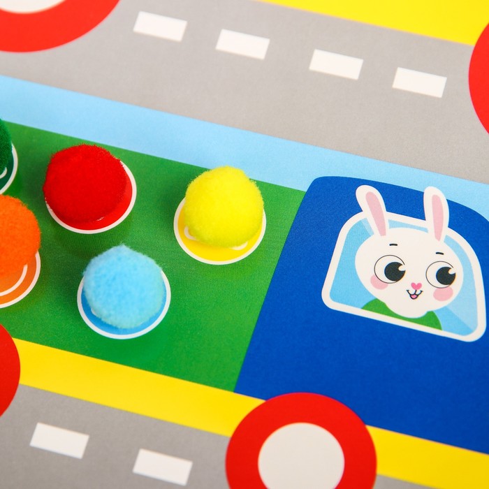Детский развивающий игровой набор с помпошками «Разложи по цветам: большой и маленький», виды МИКС - фото 1905597712
