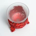 Подсвечник стекло, пластик на 1 свечу "Цветы" красный 6,5х6х6 см - Фото 2