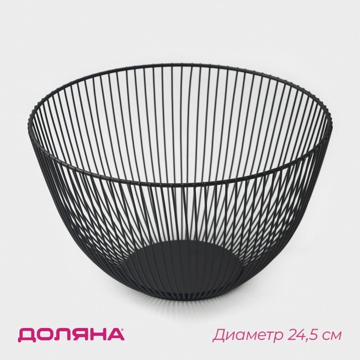 Фруктовница Доляна, 24.5×24.5×14 см, чёрная - Фото 1