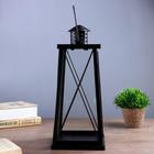 Подсвечник металл, стекло на 1 свечу "Фонарь" чёрный 35х15х15 см - фото 24194538