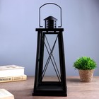 Подсвечник металл, стекло на 1 свечу "Фонарь" чёрный 35х15х15 см - фото 24194539