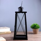 Подсвечник металл, стекло на 1 свечу "Фонарь" чёрный 35х15х15 см - фото 24194540