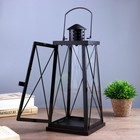 Подсвечник металл, стекло на 1 свечу "Фонарь" чёрный 35х15х15 см - фото 24194541
