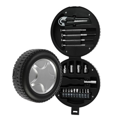 Набор инструментов ТУНДРА, подарочный пластиковый кейс «Колесо», 20 предметов