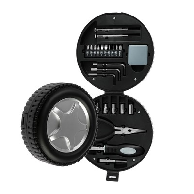 Набор инструментов ТУНДРА, подарочный пластиковый кейс «Колесо», 24 предмета