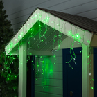 Гирлянда "Бахрома" 3 х 0.6 м , IP44, прозрачная нить, 160 LED, свечение зелёное, мерцание белым, 220 В - фото 3732591