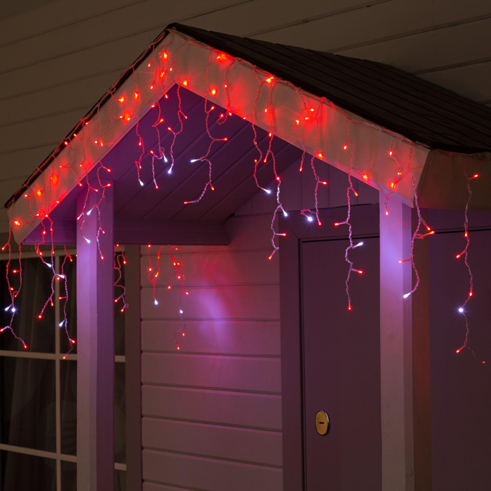 Гирлянда «Бахрома» 3 × 0.6 м, IP44, УМС, прозрачная нить, 160 LED ...