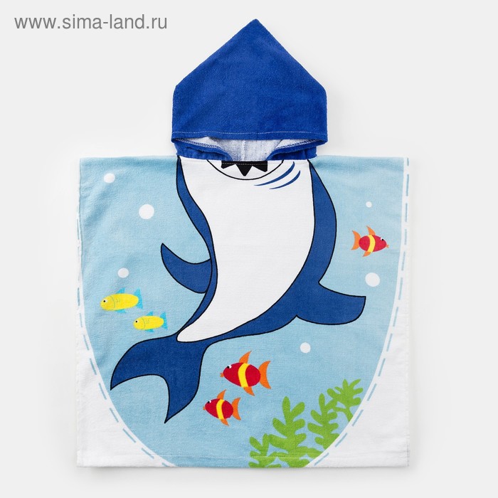 Полотенце-пончо детское махровое Крошка Я "Морское", 60*120см, 100% хлопок - Фото 1