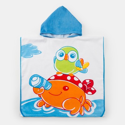 Полотенце-пончо детское махровое Крошка Я "Крабик", 60*120см, 100% хлопок