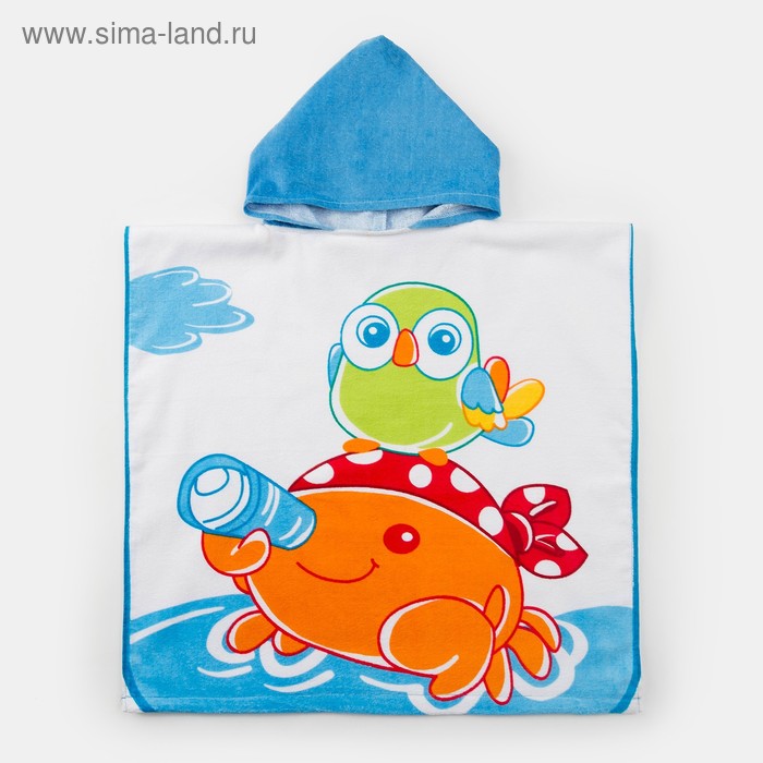 Полотенце-пончо детское махровое Крошка Я "Крабик", 60*120см, 100% хлопок - Фото 1