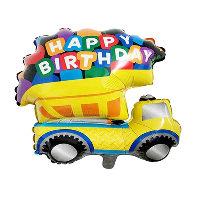 Шар фольгированный 24" "С днем рождения", грузовик, цвет жёлтый - Фото 1