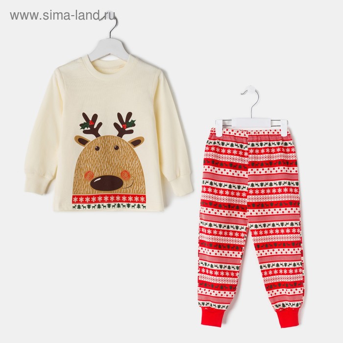 Пижама детская, цвет бежевый/красный, рост 104 см (56) - Фото 1