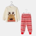 Пижама детская, цвет бежевый/красный, рост 128 см (64) - Фото 1