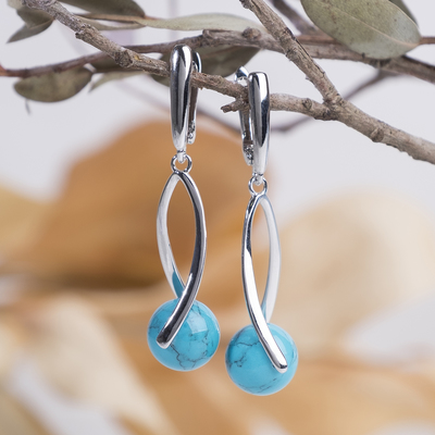 Серьги висячие «Бирюза», шар №10