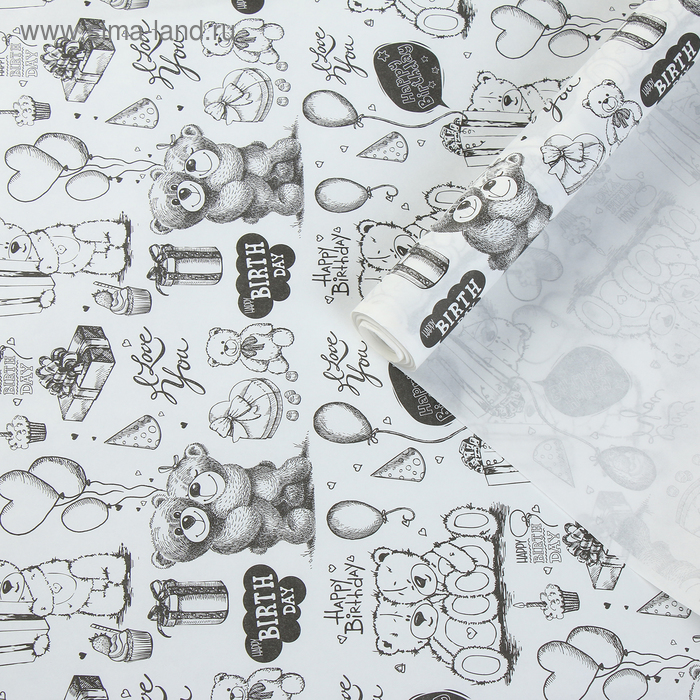 Бумага упаковочная крафт "Белые мишки", 0,72 х 10 м, 40 г/м² - Фото 1