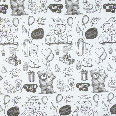 Бумага упаковочная крафт "Белые мишки", 0,72 х 10 м, 40 г/м²