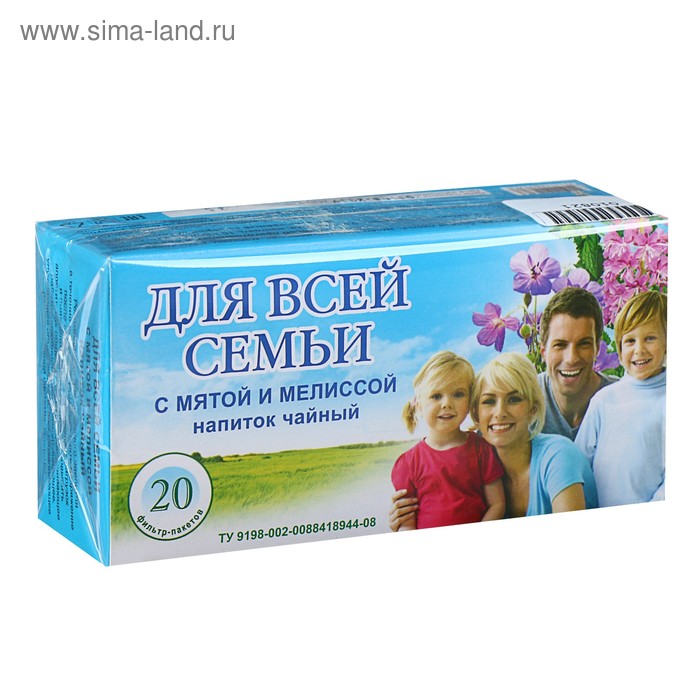 Чайный напиток Для всей семьи с мятой и мелиссой, фильтр-пакет, 20 шт. - Фото 1