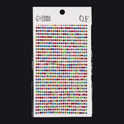 Стразы для декора, на клеевой основе, 9×15.5 см, d=3 мм, разноцветные