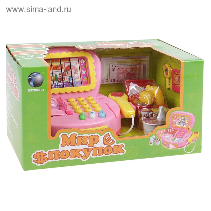 Кассовый аппарат с чеком "Мир покупок", работает от батареек - Фото 1