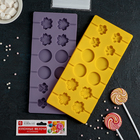 Форма для леденцов Доляна «Вкусная сладость», силикон, 26,5×11,5 см, 12 ячеек (d=3,5 см), с палочками, цвет МИКС - Фото 5