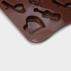 Форма для шоколада Доляна «Музыкальные инструменты», силикон, 21.5×10.5 см, 14 ячеек, коричневая - Фото 5