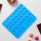 Форма для мармелада Доляна «Морские сладости», силикон, 22,3×17,2 см, 32 ячейки (2,7×2 см), цвет голубой - Фото 3