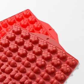 Форма силиконовая для мармелада Доляна «Мяу», 17,5×18 см, 56 ячейки, цвет МИКС