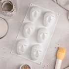 Форма для муссовых десертов и выпечки Доляна «Кролик», 29×17,2×4,3 см, 6 ячеек (8×5,5 см), цвет белый - Фото 2