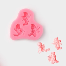 Силиконовый молд Доляна «Ангелочки в ожидании», 8×7 см, цвет розовый