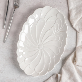 Блюдо керамическое «Ромашка», 32×20×3 см, цвет белый