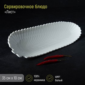 Блюдо «Лист», 35×10×2,5 см, цвет белый