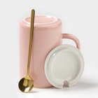 Кружка с крышкой и ложкой «Анабель», 400 мл, керамика, рисунок МИКС - Фото 5