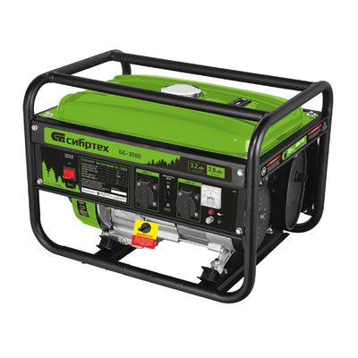 Генератор бензиновый «Сибртех» БС-3500 94544, 3200 Вт, 230 В, 15 л, ручной стартер