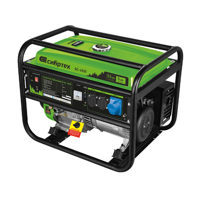 Генератор бензиновый «Сибртех» БС-6500 94546, 5500 Вт, 230 В, 25 л, ручной стартер