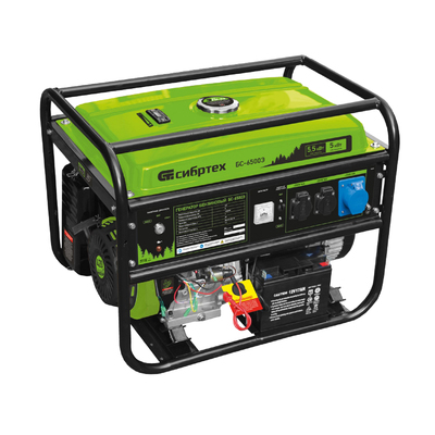 Генератор бензиновый «Сибртех» БС-6500Э 94548, 5500 Вт, 230 В, 25 л, электростартер