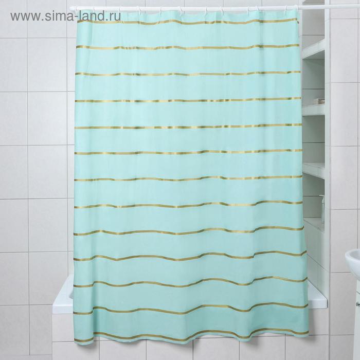 Штора для ванны Доляна «Лайн», 180×180 см, EVA, цвет голубой - Фото 1