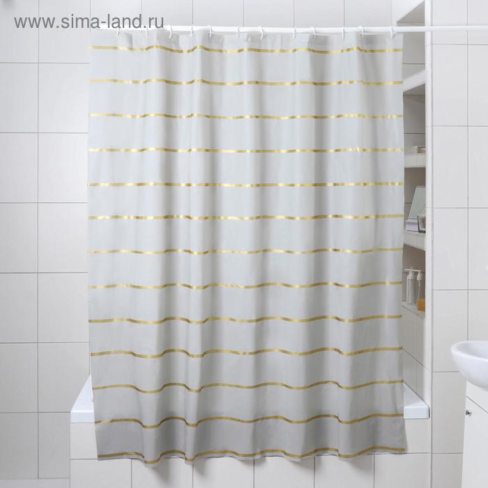 Штора для ванны Доляна «Лайн», 180×180 см, EVA, цвет серый - Фото 1