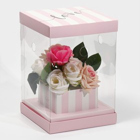 Коробка для цветов с вазой и PVC окнами складная «With love», 16 х 23 х 16 см