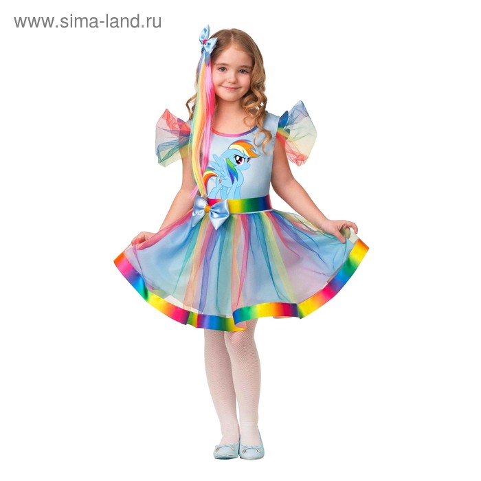 Карнавальный костюм «Радуга Дэш», платье, заколка - волосы, р.28, рост 110 см - Фото 1