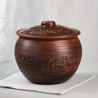 Горшок духовой "Круглый", декор, красная глина, 3.5 л, ручная работа - Фото 1